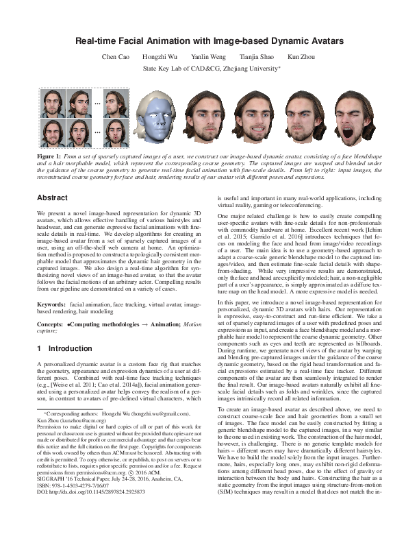 Real-time Facial Animation with Image-based Dynamic Avatars